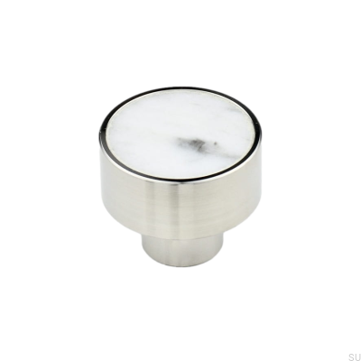 Marbelo M Möbelknopf aus Stahl, weißer Marmor