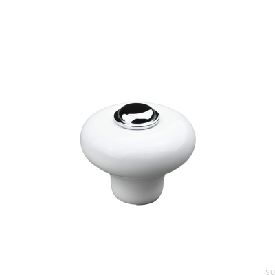 Möbelknopf Verna 2024 36, weißes Porzellan mit poliertem Chrom