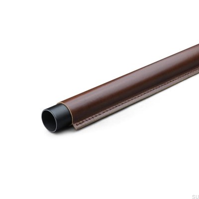 Rod Stitched 358 Metal Black Wardrobe Rod with Brown Leather