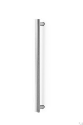 Oblong double-sided furniture handle Moon 384, brushed aluminum silver
