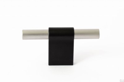Gałka meblowa T-Bar Line Mix 60 Metalowa czarna ze szczotkowaną stalą