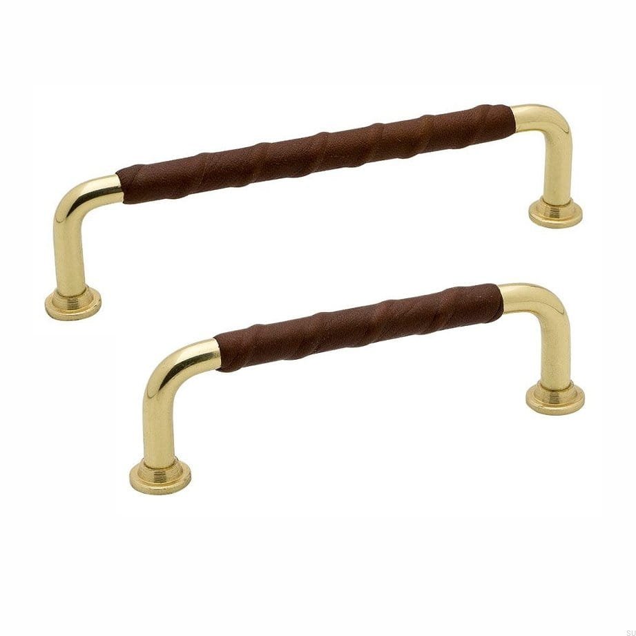 Porównanie serii produktów 1353 mosiężnych podłużnych ze skórzaną wstawką od Beslag Design