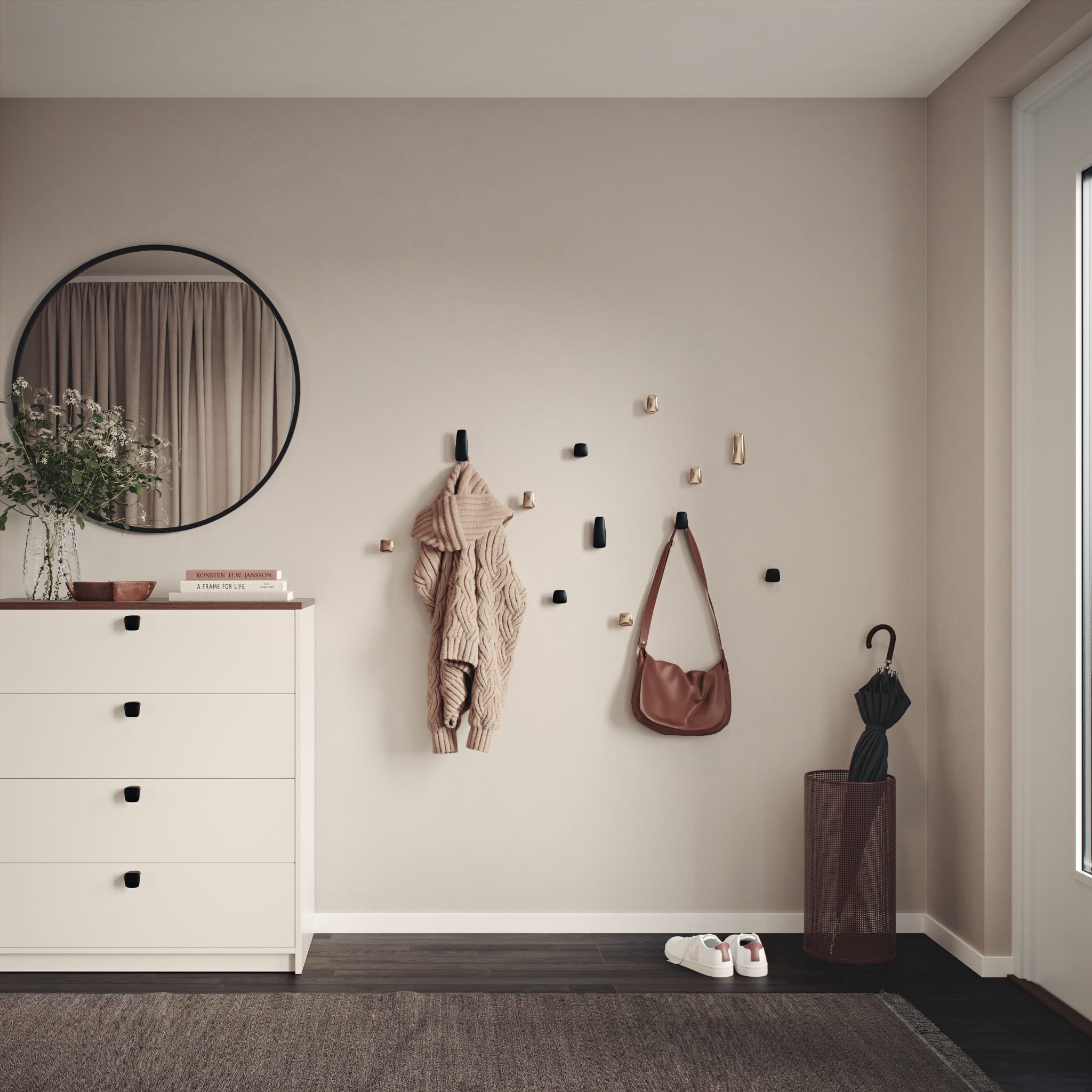 Zdjecie wieszaka MF 2 czarnego na scianie