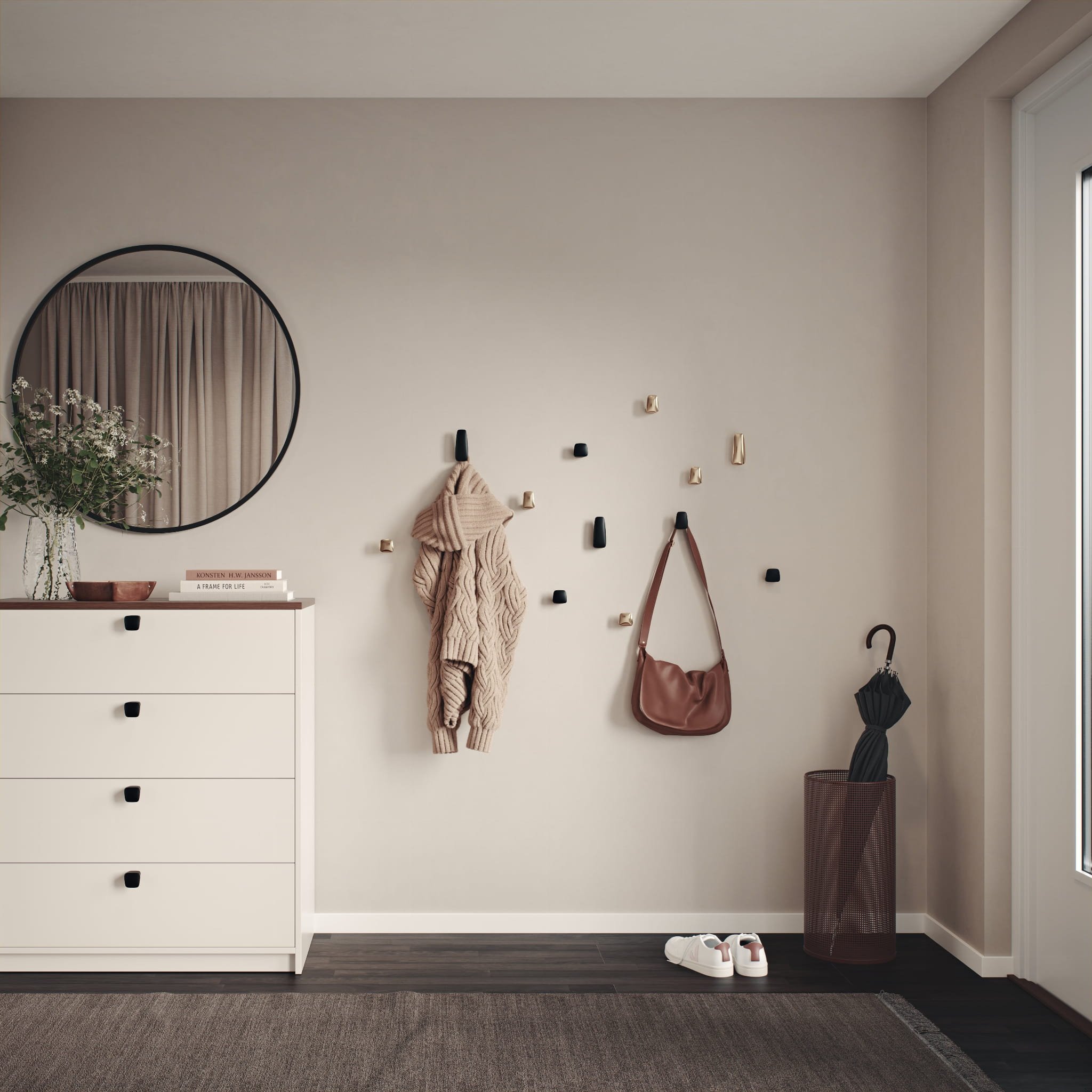 Zdjecie wieszaka MF 3 czarnego na scianie