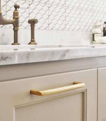 Uchwyt meblowy podłużny Shuffle 160 Metalowy Złoty Szczotkowany