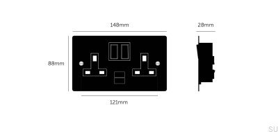 Gniazdo podwójne z USB 3.1A Typ G UK 2G Stalowe Srebrne Standard Brytyjski