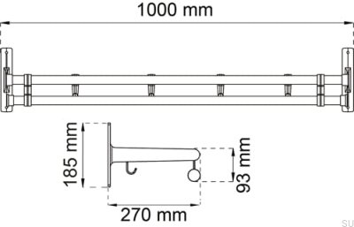 Półka z wieszakami Elegant Plus Dębowa z aluminium