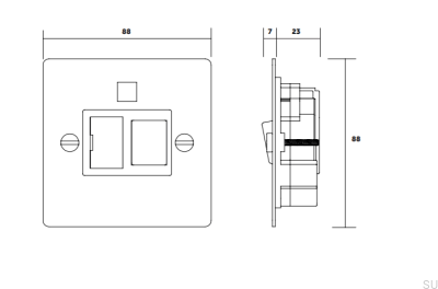 Włącznik z bezpiecznikiem Fused Mosiężny Palony Brąz Standard Brytyjski