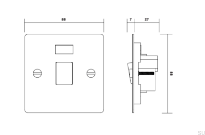 Włącznik dwubiegunowy Isolator 20A Stalowy Srebrny Standard Brytyjski