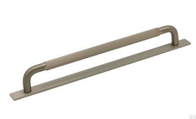 Uchwyt meblowy podłużny z podkładką Helix Stripe 224 Srebrny Szczotkowany