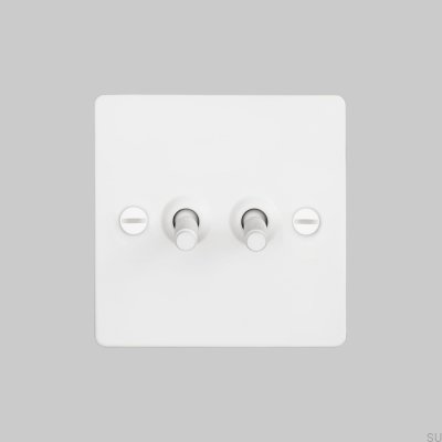 Włącznik podwójny Cross 2G Stalowy Biały Standard Brytyjski