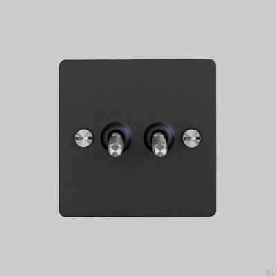 Włącznik podwójny Cross 2G Stalowy Czarny ze Srebrnym Standard Brytyjski