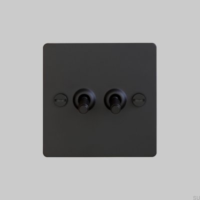 Włącznik podwójny Cross 2G Stalowy Czarny Standard Brytyjski