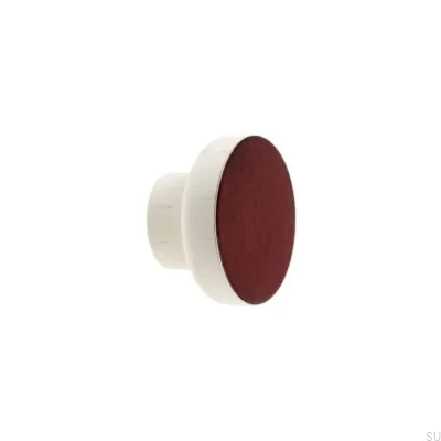 Gałka meblowa Simple White 40 Drewniana Emaliowana Ciemny Czerwony