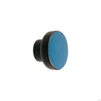 Gałka meblowa Simple Black 40 Drewniana Emaliowana Chłodny Niebieski