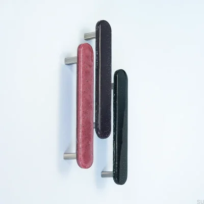 Uchwyt meblowy podłużny Round 128 Szklany Indygo