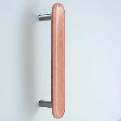 Uchwyt meblowy podłużny Round 128 Szklany Różowy