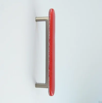 Uchwyt meblowy podłużny Round 128 Szklany Czerwony