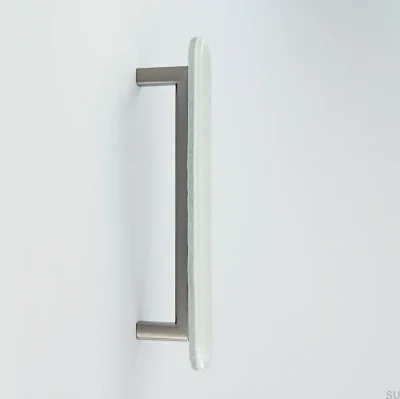 Uchwyt meblowy podłużny Round 128 Szklany Biały