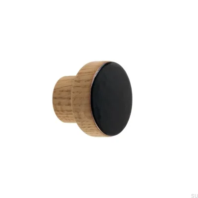 Gałka meblowa Simple Drewniana Emaliowana Czarna Olej Bezbarwny Półmat