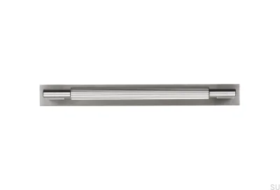 Uchwyt meblowy podłużny z podkładką Arpa Plate 192 Aluminiowy Srebrny Szczotkowany