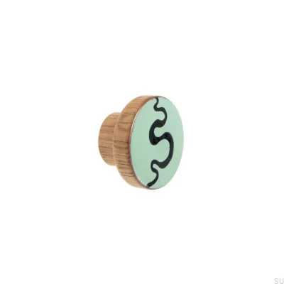 Gałka meblowa Alfabet Drewniana Miętowa Emaliowana - Olej Bezbarwny Półmat