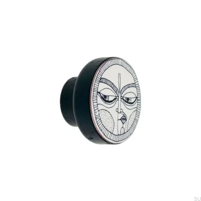 Gałka meblowa Faces Drewniana Czarna Emaliowana