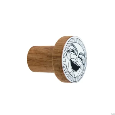 Wieszak ścienny Faces Drewniany Dębowy Emaliowany - Olej Bezbarwny Półmat