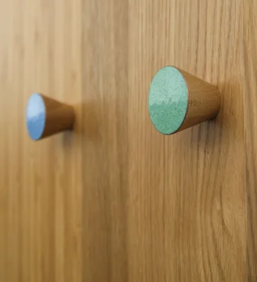 Gałka meblowa Melange Drewniana Zielona Emaliowana - Olej Bezbarwny Półmat