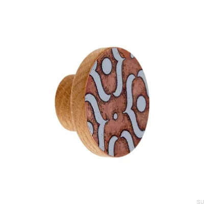 Gałka meblowa Pattern I Dębowa Emaliowana Szara - Olej Bezbarwny Połysk 