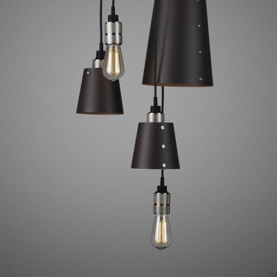 Żyrandol z kloszami 6.0 Hooked 2,6 m Stalowy Grafitowy ze Srebrnym