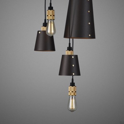 Żyrandol z kloszami 6.0 Hooked 2 m Stalowy Grafitowy z Mosiężnym