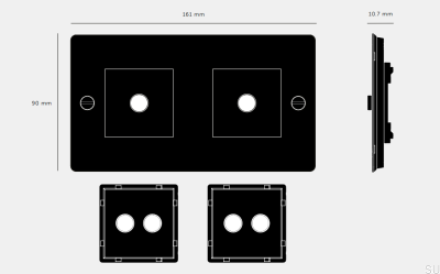Ramka z wypełnieniem Pozioma Plate 2G Stalowa Srebrna Standard Europejski