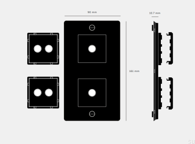 Ramka z wypełnieniem Pionowa Plate 2G Stalowa Srebrna Standard Europejski