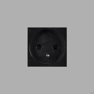 Gniazdo modułowe pojedyncze Typ E French Belgian 45mm Czarne Standard Europejski