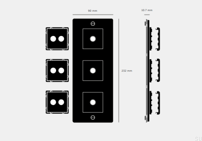 Ramka z wypełnieniem Pionowa Plate 3G Stalowa Czarna Standard Europejski