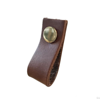 Uchwyt meblowy Loop Skórzany Brązowy ze Złotym