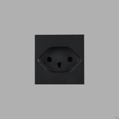 Gniazdo modułowe pojedyncze Typ J Swiss 45mm Czarny Standard Europejski
