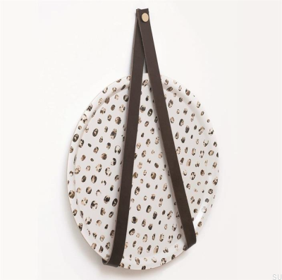 Wieszak ścienny 0150L Skórzany Ciemnobrązowy ze Złotym