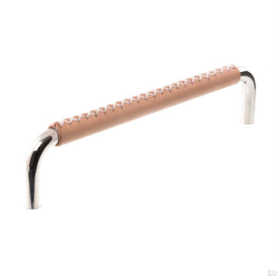 Uchwyt meblowy podłużny 7353 96 Nikiel Polerowany ze Skórą