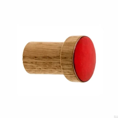 Wieszak ścienny Simple Drewniany Emaliowany Czerwony - Olej Bezbarwny Półmat