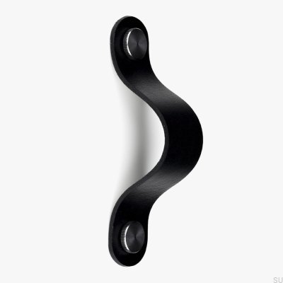 Uchwyt meblowy podłużny Pin-Pin Skórzany czarny ze srebrnym 