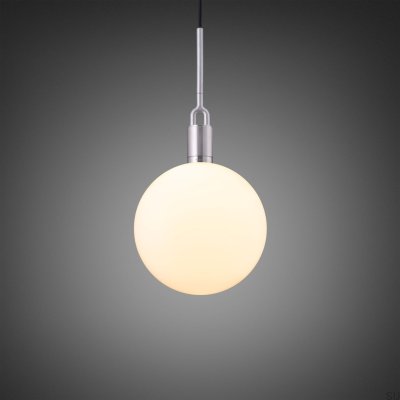 Lampa wisząca Forked L Stalowa Srebrna z Mlecznym Kloszem