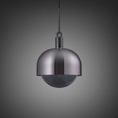 Lampa wisząca z kloszem Forked L z osłoną Stalową Gun Metal z Dymionym Kloszem