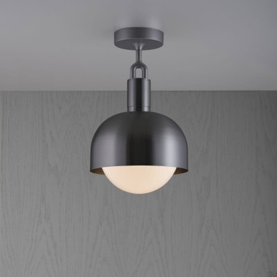 Lampa sufitowa Forked M z osłoną Stalową Gun Metal i Mlecznym Kloszem