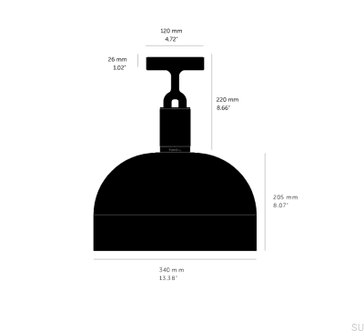 Lampa sufitowa Forked L z osłoną Mosiężną
