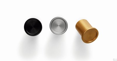 Gałka meblowa Round Aluminiowa Czarna Szczotkowana