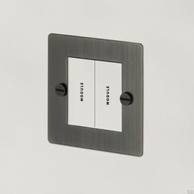 Ramka dwumodułowa Euro Plate 1G Stalowa Mosiężny Palony Brąz Standard Brytyjski