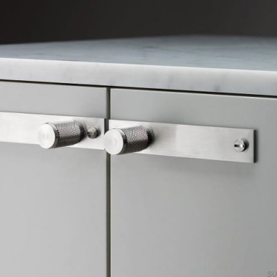 Gałka meblowa z podkładką Cross Plate 20 Stalowa Srebrna (zestaw 2 szt.)