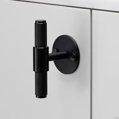 Uchwyt meblowy T-Bar z podkładką Cross Plate 95 Stalowy Czarny